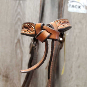 Double Stitched & Stamped Headstall, All Screws, Futurity Knot *vgc, clean, mnr rubs, residue, creases & stains