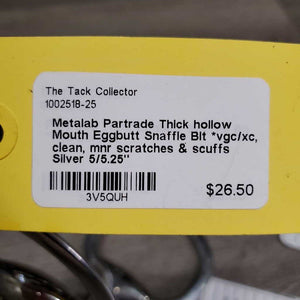 Thick hollow Mouth Eggbutt Snaffle Bit *vgc/xc, clean, mnr scratches & scuffs