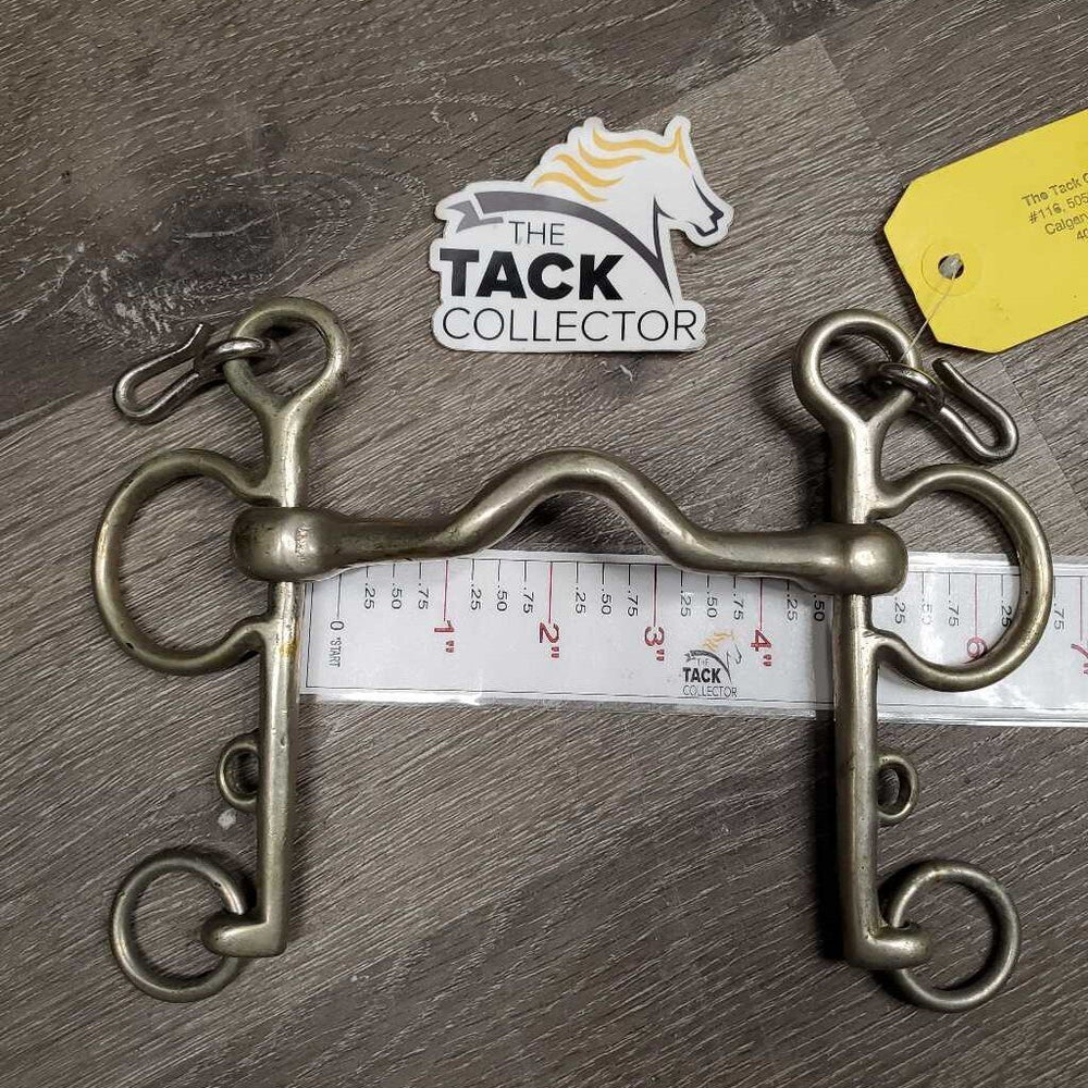LS High Port Curved Mullen Mouth Bit, Hooks *vgc, clean, older, stains, rubs, oxidized spots, No Chain