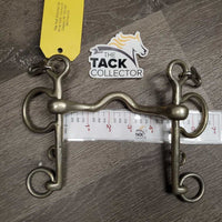 LS High Port Curved Mullen Mouth Bit, Hooks *vgc, clean, older, stains, rubs, oxidized spots, No Chain
