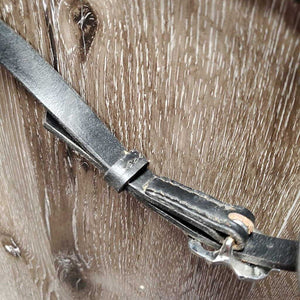 Portugese Narrow Lungeing Cavesson, 3 Ring Leather Covered Bike Chain Narrow Noseband *gc, clean, scrapes, mnr film & dirt, No Browband