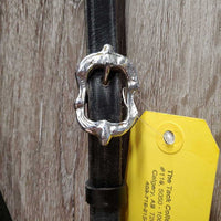 Portugese Narrow Lungeing Cavesson, 3 Ring Leather Covered Bike Chain Narrow Noseband *gc, clean, scrapes, mnr film & dirt, No Browband
