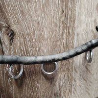 Portugese Narrow Lungeing Cavesson, 3 Ring Leather Covered Bike Chain Narrow Noseband *gc, clean, scrapes, mnr film & dirt, No Browband