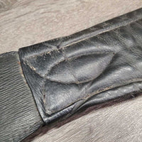 Wide Padded Leather Dressage Girth, 2x els *gc, clean, residue, older, creases/puckers, mnr faded, rubs & stretched keepers
