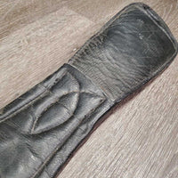 Wide Padded Leather Dressage Girth, 2x els *gc, clean, residue, older, creases/puckers, mnr faded, rubs & stretched keepers
