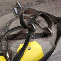 Pr POW Spurs, Soft Thick Leather Spur Straps *gc/fair, older, clean, chews, rust, residue, xholes

