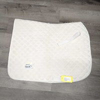 Non-Slip? Quilt Dressage Saddle Pad, tabs *gc, older, clean, mnr stains, mnr pills, dingy, rubs
