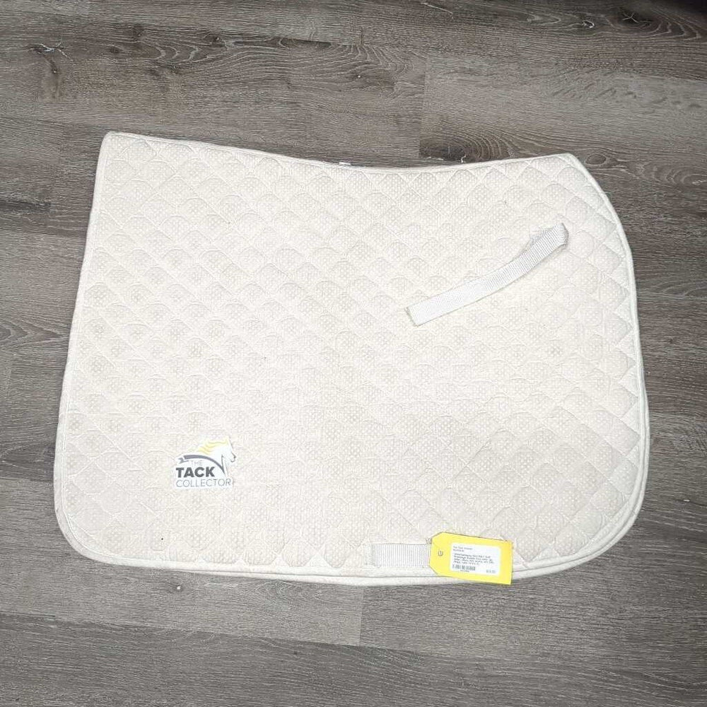 Non-Slip? Quilt Dressage Saddle Pad, tabs *gc, older, clean, mnr stains, mnr pills, dingy, rubs