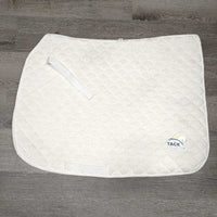 Non-Slip? Quilt Dressage Saddle Pad, tabs *gc, older, clean, mnr stains, mnr pills, dingy, rubs
