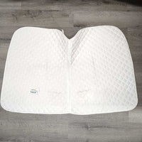 Non-Slip? Quilt Dressage Saddle Pad, tabs *gc, older, clean, mnr stains, mnr pills, dingy, rubs
