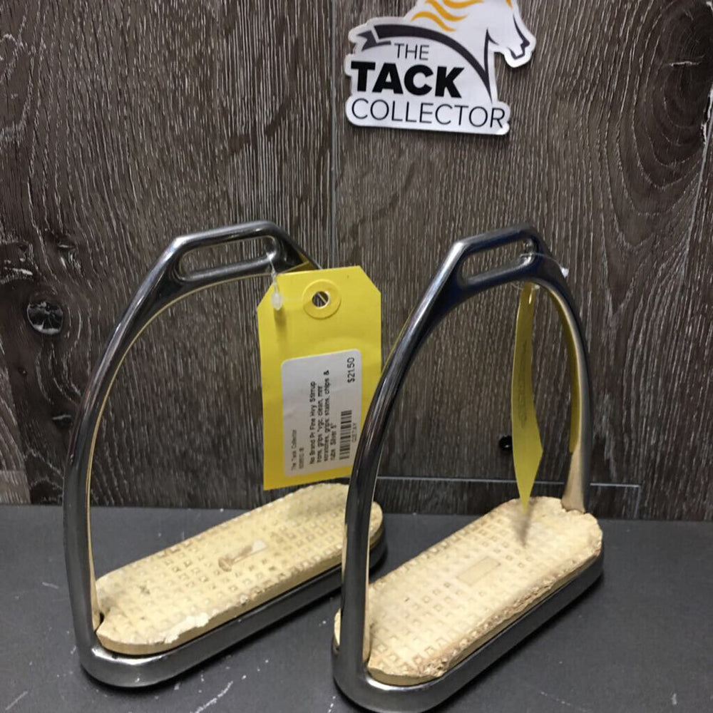 Pr Fine Hvy Stirrup Irons, grips *vgc, clean, mnr scratches, grips: stains, chips & rubs