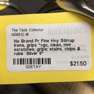 Pr Fine Hvy Stirrup Irons, grips *vgc, clean, mnr scratches, grips: stains, chips & rubs