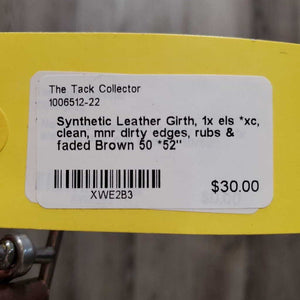 Synthetic Leather Girth, 1x els *xc, clean, mnr dirty edges, rubs & faded