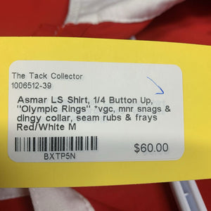 LS Shirt, 1/4 Button Up, "Olympic Rings" *vgc, mnr snags & dingy collar, seam rubs & frays