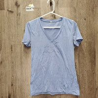 SS V Neck T Shirt "Spruce Meadows" *gc, pilly, faded, peeled? logo
