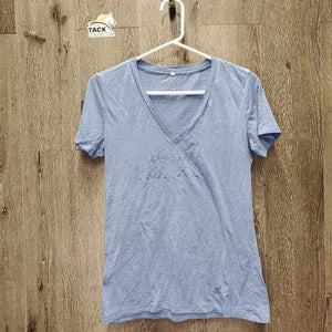 SS V Neck T Shirt "Spruce Meadows" *gc, pilly, faded, peeled? logo