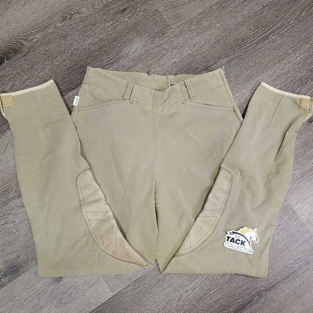 Hvy Side Zip Breeches, Leather Knees *gc, faded seams, seat: stretched & discolored, stains, mnr snag