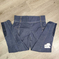 Sticky Full Seat Denim Breeches,Pull On *fair, v.stretched & puckered, hair, faded, seam puckers
