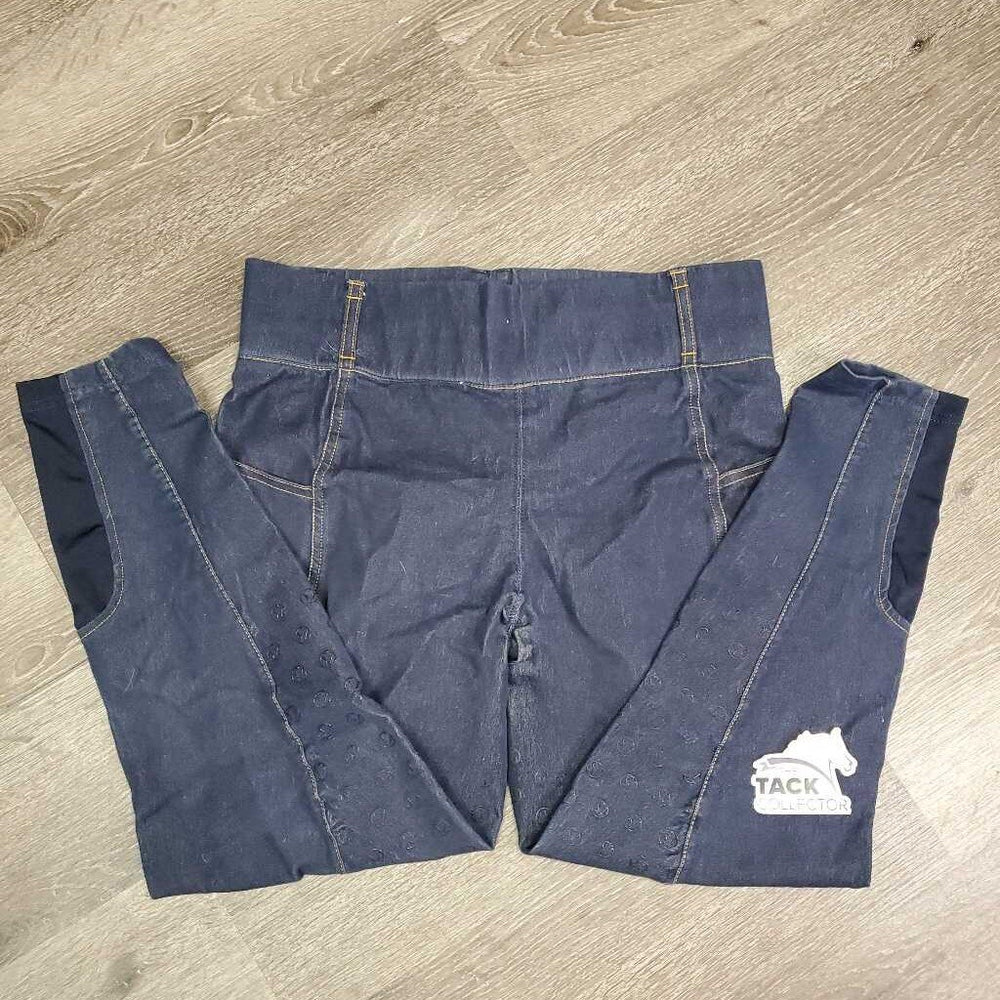 Sticky Full Seat Denim Breeches,Pull On *fair, v.stretched & puckered, hair, faded, seam puckers