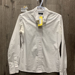 JUNIORS LS Show Shirt, snap collar *gc, mnr pit stains, crinkles, seam puckers