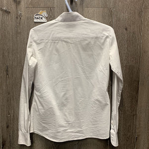 JUNIORS LS Show Shirt, snap collar *gc, mnr pit stains, crinkles, seam puckers
