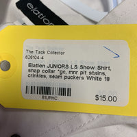 JUNIORS LS Show Shirt, snap collar *gc, mnr pit stains, crinkles, seam puckers
