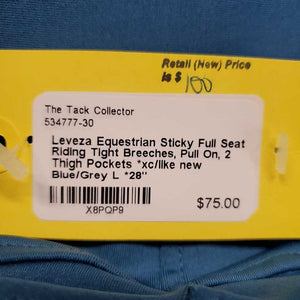 Sticky Full Seat Riding Tight Breeches, Pull On, 2 Thigh Pockets *xc/like new