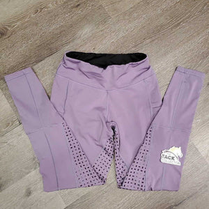 Light Fleece Lined Sticky Full Seat Riding Tight Breeches, Pull On, Thick Pockets *vgc, curled waist, mnr seam & pockets: rubs, pills & frays