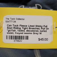 Fleece Lined Sticky Full Seat Riding Tight Breeches, Pull On *gc/fair, faded, discolored, curled waist, frayed seams
