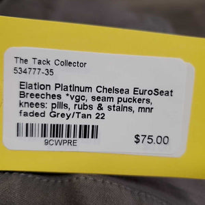 EuroSeat Breeches *vgc, seam puckers, knees: pills, rubs & stains, mnr faded