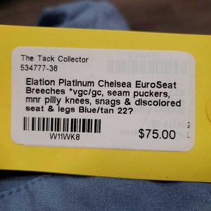 EuroSeat Breeches *vgc/gc, seam puckers, mnr pilly knees, snags & discolored seat & legs