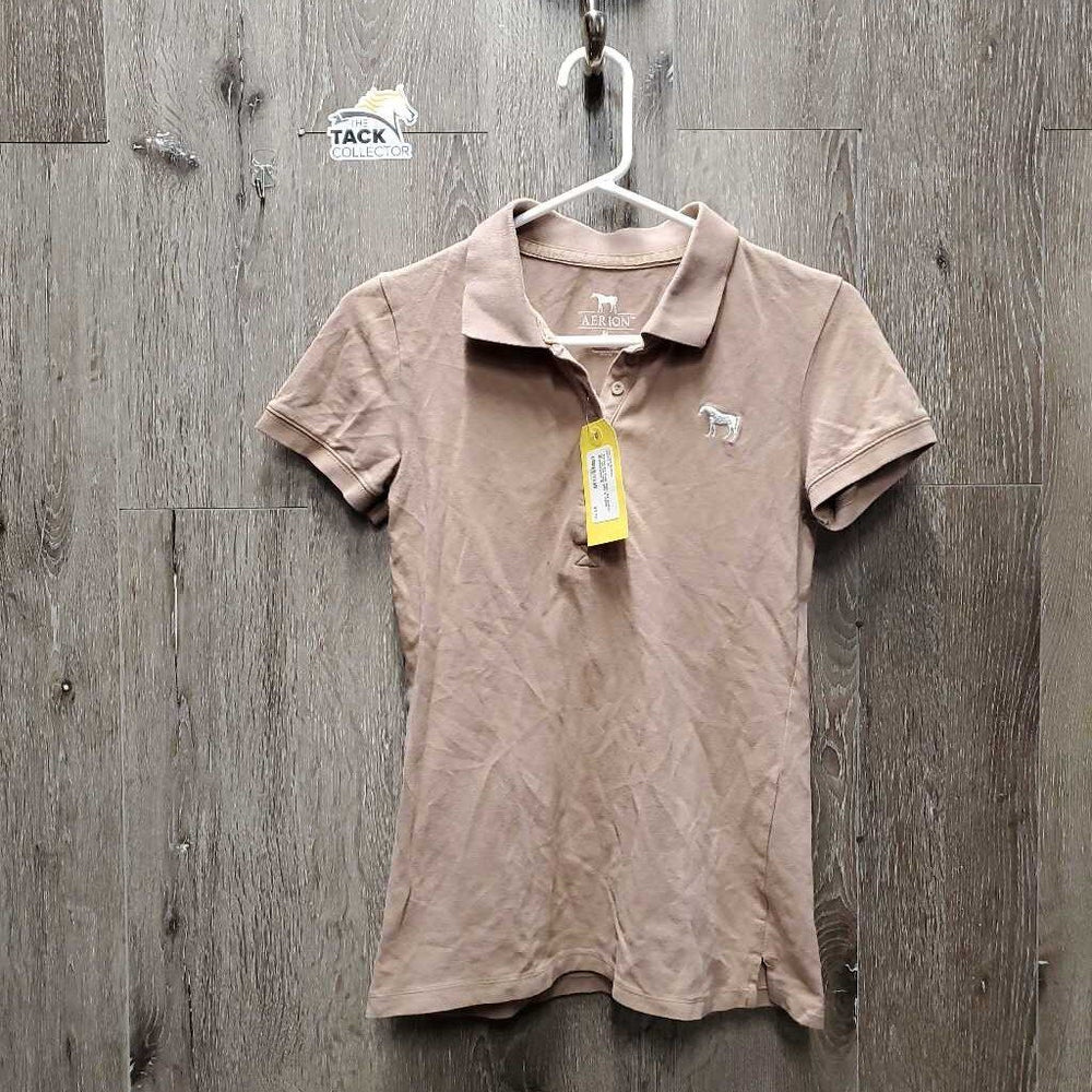 SS Polo Shirt, 1/4 button up *gc, pit rubs, pills & stains