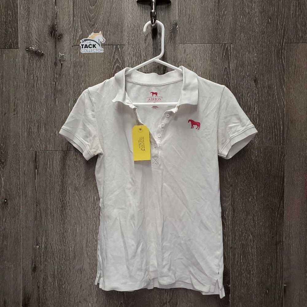 SS Polo Shirt, 1/4 button up *gc/fair, dingy, pit stains, wrinkled, rubs, pills