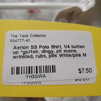 SS Polo Shirt, 1/4 button up *gc/fair, dingy, pit stains, wrinkled, rubs, pills