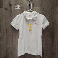 SS Polo Shirt, 1/4 button up *gc, pits, stains, wrinkled, older, dingy