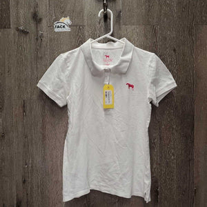 SS Polo Shirt, 1/4 button up *gc, pits, stains, wrinkled, older, dingy