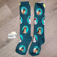 Pr Tall Thick Socks, Horse Heads *vgc, clean, mnr rubs & pills