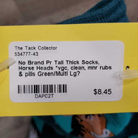 Pr Tall Thick Socks, Horse Heads *vgc, clean, mnr rubs & pills
