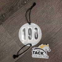 3 # Round Horse Show Numbers, 2x elastics *vgc, mnr dirt & hair
