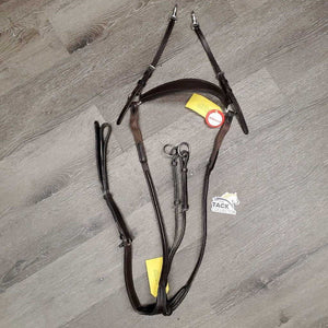 Elastic & Rsd Padded Leather Breastplate, Adjustable Running Martingale Attachment, snaps *vgc, clean, dirt & film, xholes, rubs, stretched elastic