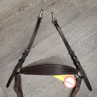Elastic & Rsd Padded Leather Breastplate, Adjustable Running Martingale Attachment, snaps *vgc, clean, dirt & film, xholes, rubs, stretched elastic