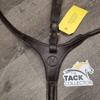 Elastic & Rsd Padded Leather Breastplate, Adjustable Running Martingale Attachment, snaps *vgc, clean, dirt & film, xholes, rubs, stretched elastic
