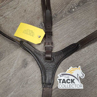 Elastic & Rsd Padded Leather Breastplate, Adjustable Running Martingale Attachment, snaps *vgc, clean, dirt & film, xholes, rubs, stretched elastic