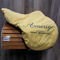 17.5" MW *5" Amerigo JCA Close Contact Saddle, 2 Billet Guards, Yellow Cotton Amerigo Cover, Wool Flocking, Med Front & Back Blocks, Flaps: 13.5"L x 13"W Serial #: 17.5 N 23780513 JCA 2 M
