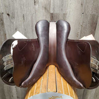 17.5" MW *5" Amerigo JCA Close Contact Saddle, 2 Billet Guards, Yellow Cotton Amerigo Cover, Wool Flocking, Med Front & Back Blocks, Flaps: 13.5"L x 13"W Serial #: 17.5 N 23780513 JCA 2 M