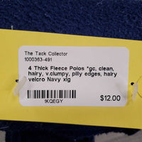 4 Thick Fleece Polos *gc, clean, hairy, v.clumpy, pilly edges, hairy velcro