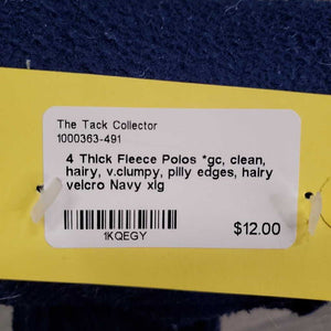 4 Thick Fleece Polos *gc, clean, hairy, v.clumpy, pilly edges, hairy velcro