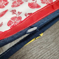 Quilt Baby Jumper Saddle Pad, embroidered inside *gc, holey edges, faded, pills, dingy underside