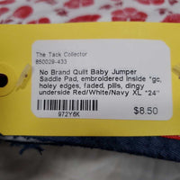 Quilt Baby Jumper Saddle Pad, embroidered inside *gc, holey edges, faded, pills, dingy underside