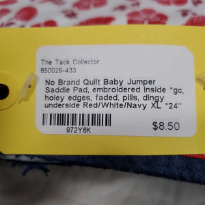 Quilt Baby Jumper Saddle Pad, embroidered inside *gc, holey edges, faded, pills, dingy underside